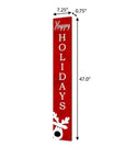 47" Red And White Solid Wood Happy Holidays Christmas Reindeer Porch Sign