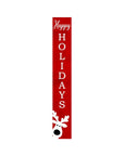 59" Red And White Solid Wood Happy Holidays Christmas Reindeer Porch Sign