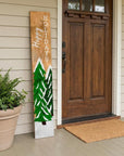 59" Green Natural And White Solid Wood Happy Holidays Christmas Christmas Trees Porch Sign