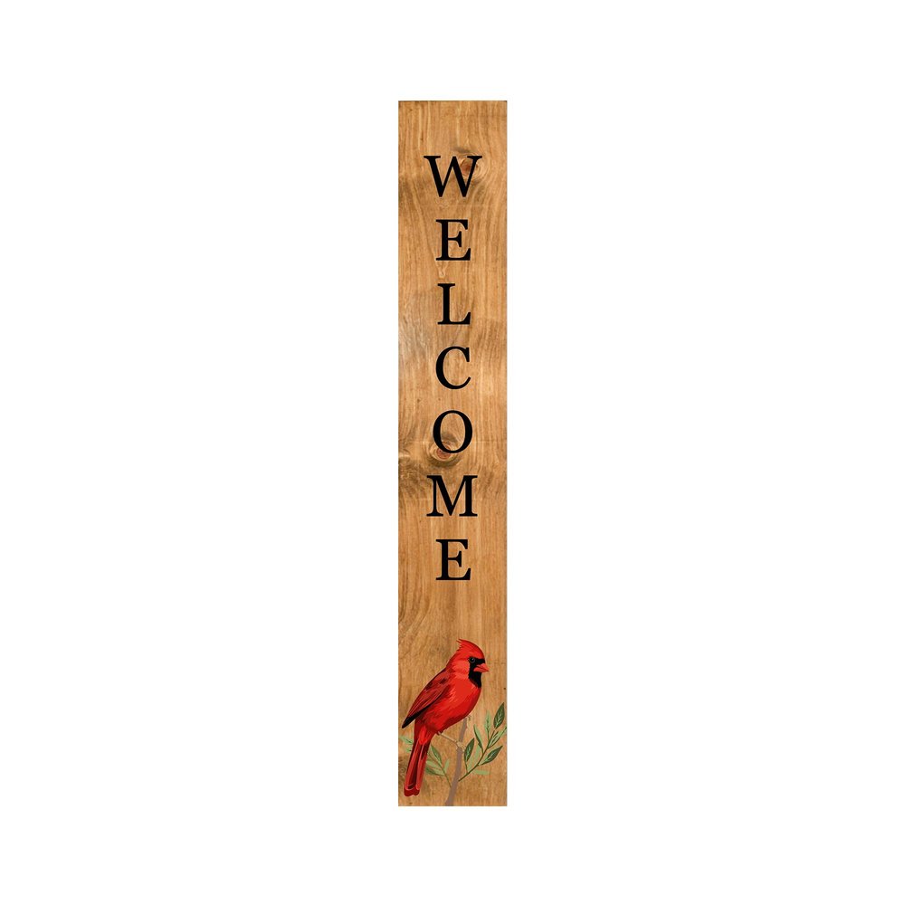 59" Black And Natural Solid Wood Welcome Porch Sign