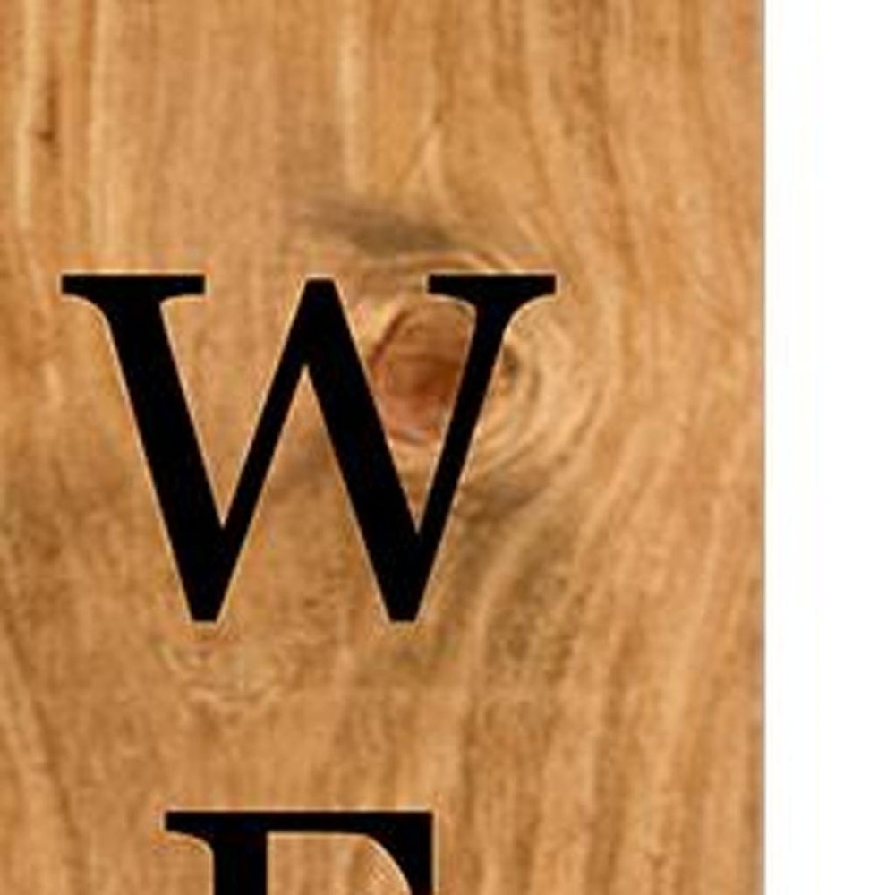 59" Black And Natural Solid Wood Welcome Porch Sign