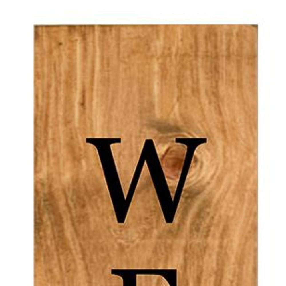 59" Black And Natural Solid Wood Welcome Porch Sign