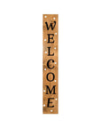 59" Black Natural And White Solid Wood Welcome Porch Sign