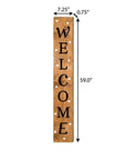 59" Black Natural And White Solid Wood Welcome Porch Sign