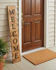 59" Black Natural And White Solid Wood Welcome Porch Sign