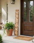 47" Black Natural And White Solid Wood Welcome Porch Sign