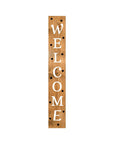 59" Black Natural And White Solid Wood Welcome Porch Sign