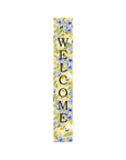 59" Black Blue Cream And Green Solid Wood Daisies Welcome Porch Sign