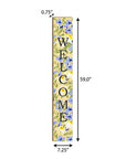59" Black Blue Cream And Green Solid Wood Daisies Welcome Porch Sign