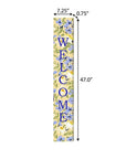 47" Black Blue Cream And Green Solid Wood Daisies Welcome Porch Sign