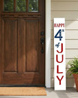 47" Red White And Blue Solid Wood Happy July 4th Porch Sign