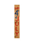 47" Natural Red White And Blue Solid Wood Happy July 4th Porch Sign