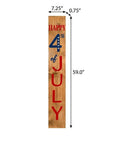 47" Natural Red White And Blue Solid Wood Happy July 4th Porch Sign