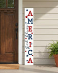47" Red White And Blue Solid Wood God Bless America Porch Sign