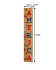 47" Natural Red And Blue Solid Wood God Bless America Porch Sign