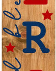 47" Natural Red And Blue Solid Wood God Bless America Porch Sign
