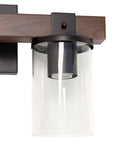 22" Brown Wood Metal And Glass Three Light Bath Bar Vanity Light