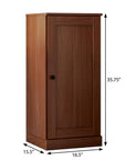 36" Coffee Solid Wood Adjustable Three Tier Library Bookcase with One Door