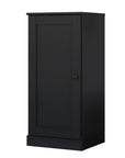36" Black Solid Wood Adjustable Three Tier Library Bookcase with One Door