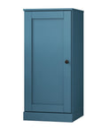 36" Teal Blue Solid Wood Adjustable Three Tier Library Bookcase with One Door