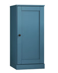 36" Teal Blue Solid Wood Adjustable Three Tier Library Bookcase with One Door