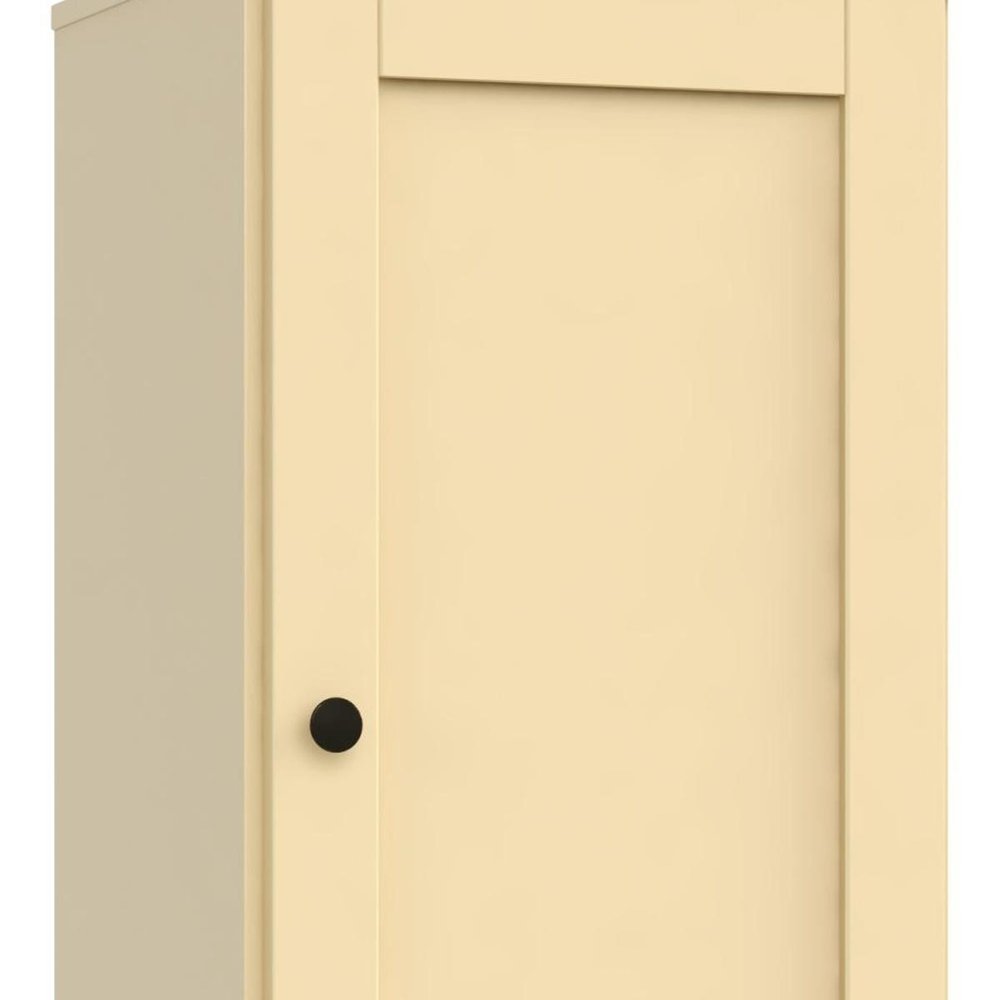 36" Yellow Solid Wood Adjustable Three Tier Library Bookcase with One Door