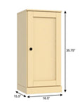 36" Yellow Solid Wood Adjustable Three Tier Library Bookcase with One Door