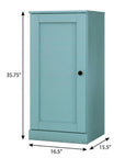 36" Aqua Solid Wood Adjustable Three Tier Library Bookcase with One Door