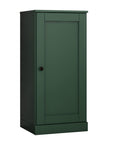 36" Green Solid Wood Adjustable Three Tier Library Bookcase with One Door