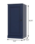 36" Navy Blue Solid Wood Adjustable Three Tier Library Bookcase with One Door