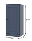 36" French Blue Solid Wood Adjustable Three Tier Library Bookcase with One Door