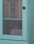 36" Aqua Solid Wood Adjustable Three Tier Library Bookcase with One Door