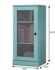 36" Aqua Solid Wood Adjustable Three Tier Library Bookcase with One Door