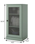36" Sage Solid Wood Adjustable Three Tier Library Bookcase with One Door