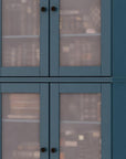 72" Teal Blue Solid Wood Adjustable Six Tier Library Bookcase with Four Doors