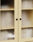 72" Yellow Solid Wood Adjustable Six Tier Library Bookcase with Four Doors