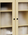 72" Yellow Solid Wood Adjustable Six Tier Library Bookcase with Four Doors