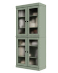72" Sage Solid Wood Adjustable Six Tier Library Bookcase with Four Doors