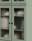 72" Sage Solid Wood Adjustable Six Tier Library Bookcase with Four Doors
