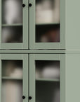 72" Sage Solid Wood Adjustable Six Tier Library Bookcase with Four Doors
