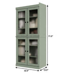 72" Sage Solid Wood Adjustable Six Tier Library Bookcase with Four Doors