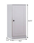 36" White Solid Wood Adjustable Three Tier Library Bookcase with One Door