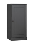 36" Gray Solid Wood Adjustable Three Tier Library Bookcase with One Door
