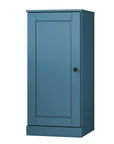 36" Teal Blue Solid Wood Adjustable Three Tier Library Bookcase with One Door