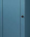 36" Teal Blue Solid Wood Adjustable Three Tier Library Bookcase with One Door
