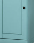 36" Aqua Solid Wood Adjustable Three Tier Library Bookcase with One Door