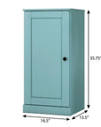 36" Aqua Solid Wood Adjustable Three Tier Library Bookcase with One Door