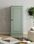 36" Sage Solid Wood Adjustable Three Tier Library Bookcase with One Door