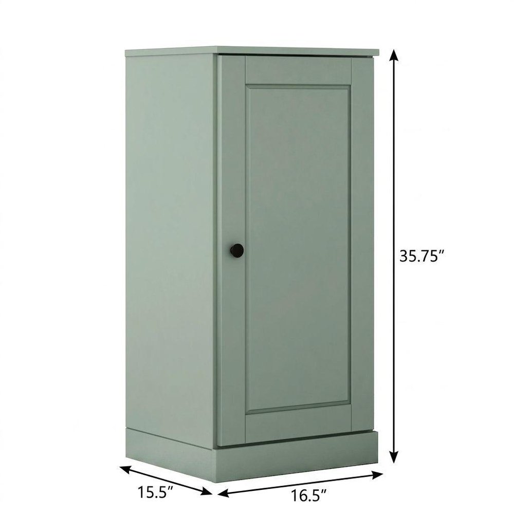 36" Sage Solid Wood Adjustable Three Tier Library Bookcase with One Door