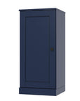 36" Navy Blue Solid Wood Adjustable Three Tier Library Bookcase with One Door